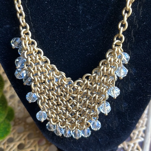 J Crew Factory gold toned necklace with dangling crystals. - Picture 5 of 5